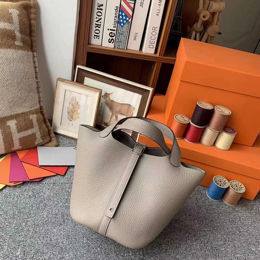 Hermès（爱马仕）M8沥青灰 原厂御用顶级TC皮 Picotin  Lock 18cm 银扣 现货