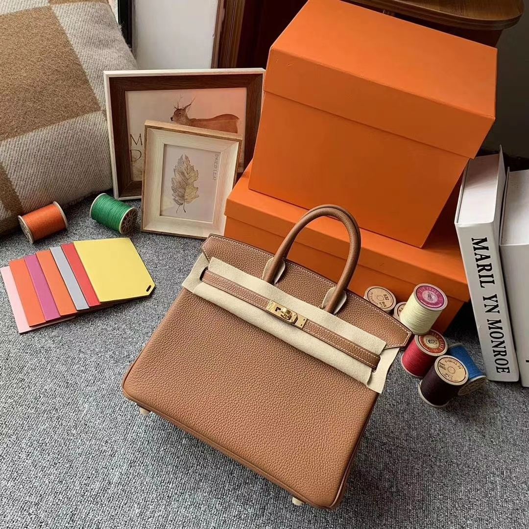 Hermès（爱马仕）C37金棕色 原厂御用顶级小牛皮 Birkin 25 金扣 现货