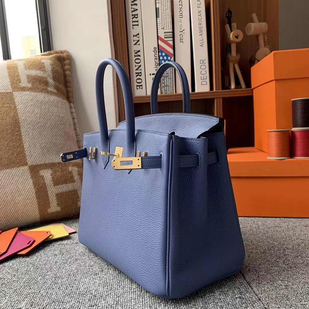 Hermès（爱马仕）R2玛瑙蓝 原厂御用顶级小牛皮 Birkin 25 金扣