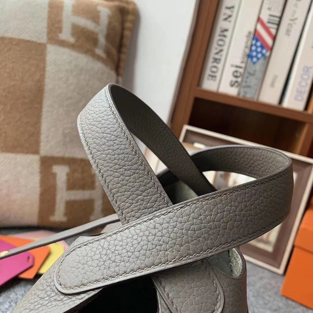Hermès（爱马仕）8F锡器灰 原厂御用顶级TC皮 Picotin  Lock 18cm 金扣 现货