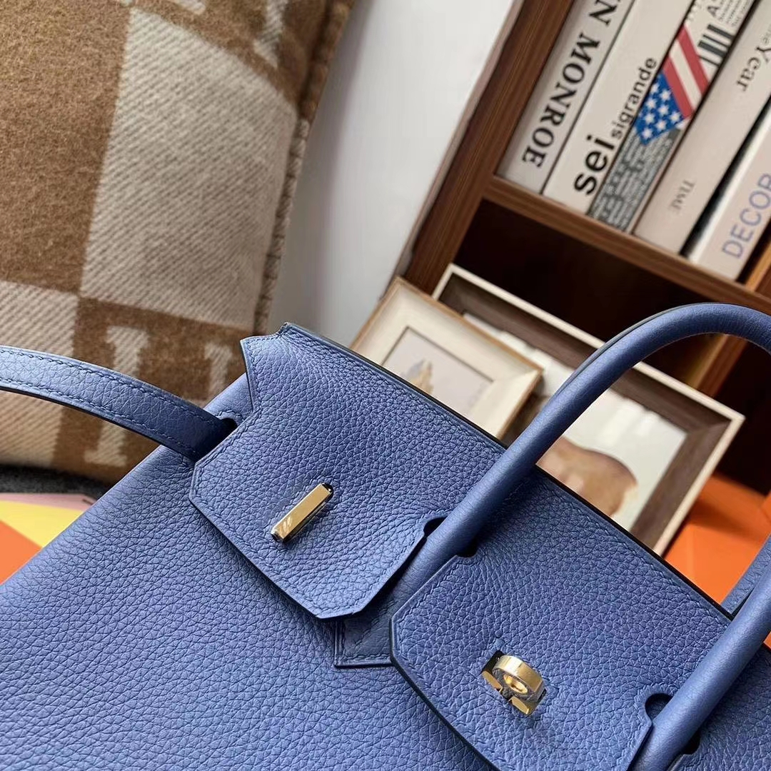 Hermès（爱马仕）R2玛瑙蓝 原厂御用顶级小牛皮 Birkin 25 金扣