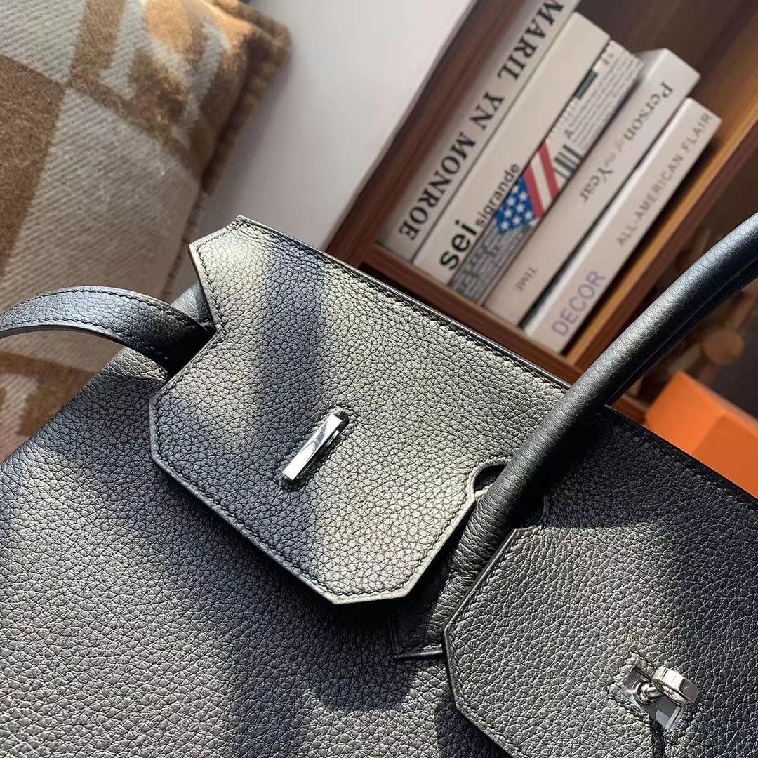 Hermès（爱马仕）CK89黑色内拼中国红 原厂御用顶级小牛皮 Birkin 40 银扣