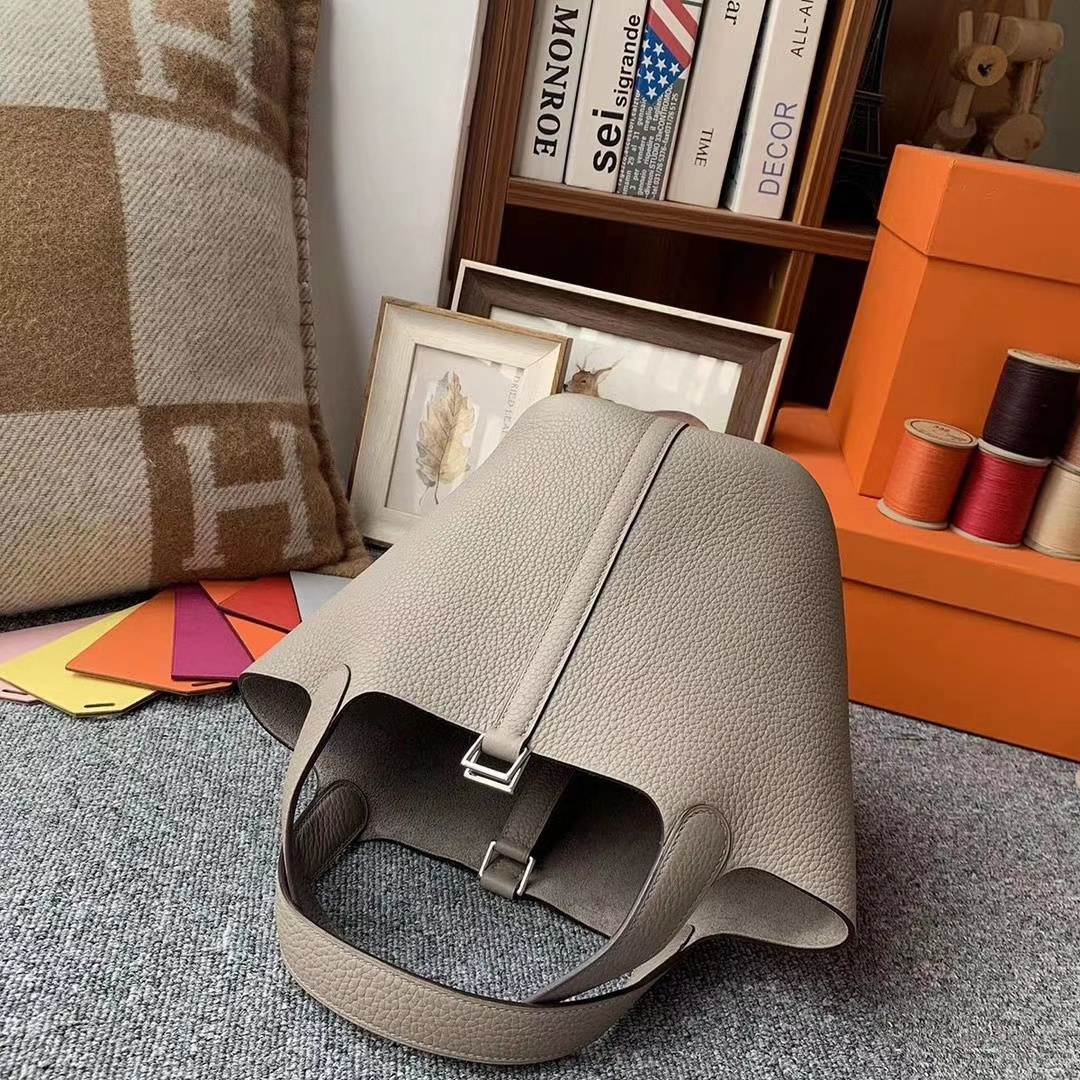 Hermès（爱马仕）M8沥青灰 原厂御用顶级TC皮 Picotin  Lock 18cm 银扣 现货