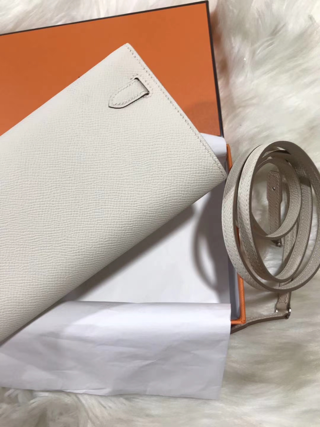Hermès（爱马仕）Kelly togo 原装等级进口epsom皮 奶昔白 银扣 现货