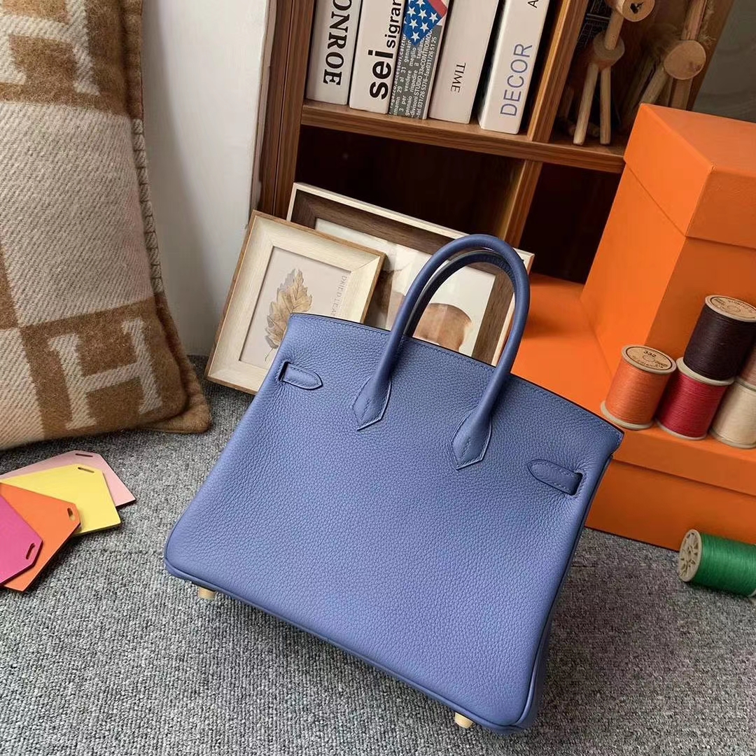 Hermès（爱马仕）R2玛瑙蓝 原厂御用顶级小牛皮 Birkin 25 金扣