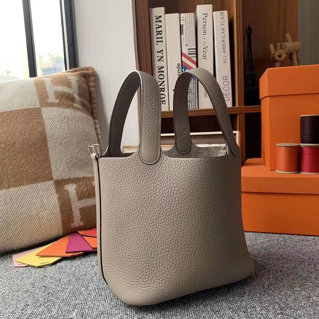 Hermès（爱马仕）M8沥青灰 原厂御用顶级TC皮 Picotin  Lock 18cm 银扣 现货