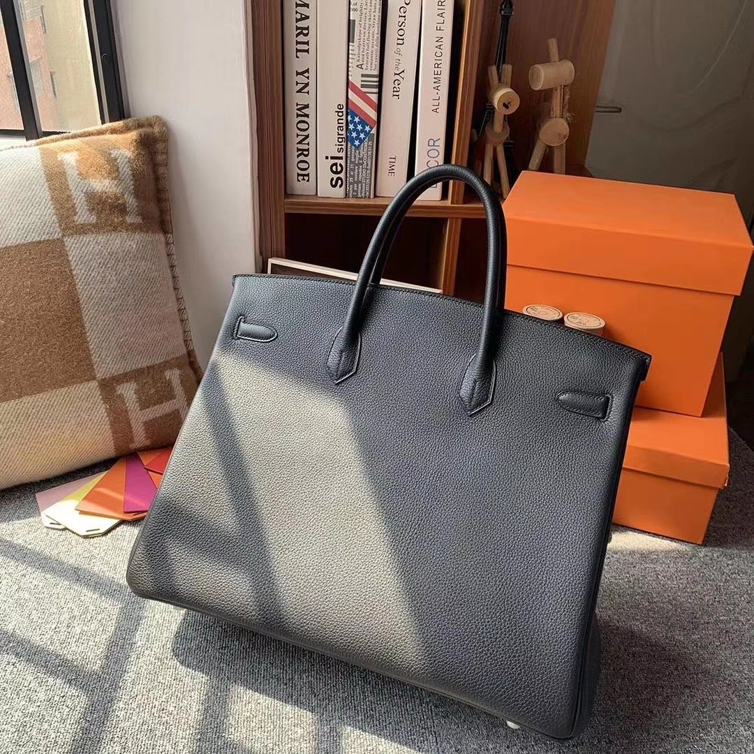 Hermès（爱马仕）CK89黑色内拼中国红 原厂御用顶级小牛皮 Birkin 40 银扣