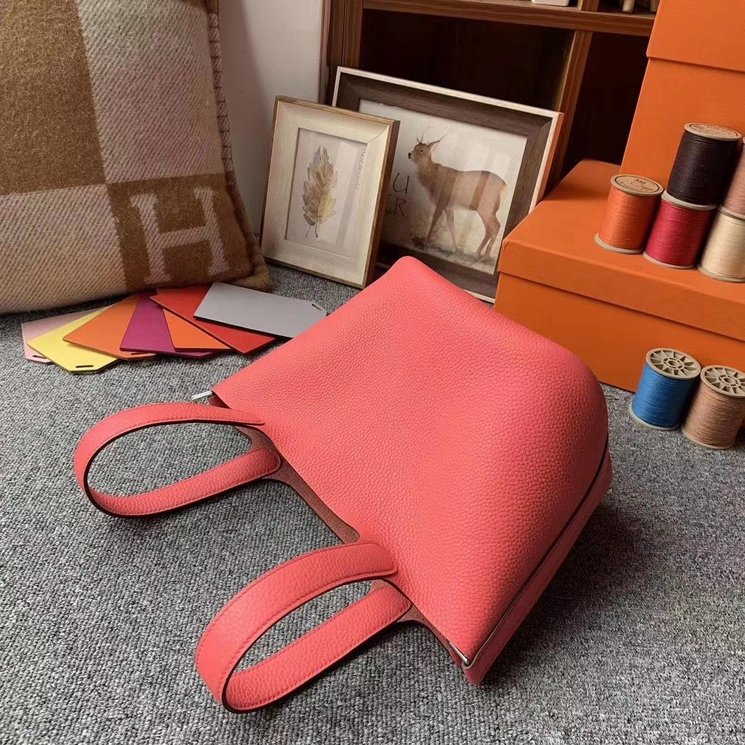 Hermès（爱马仕）8W新唇膏粉 原厂御用顶级TC皮 Picotin  Lock 18cm 银扣 现货