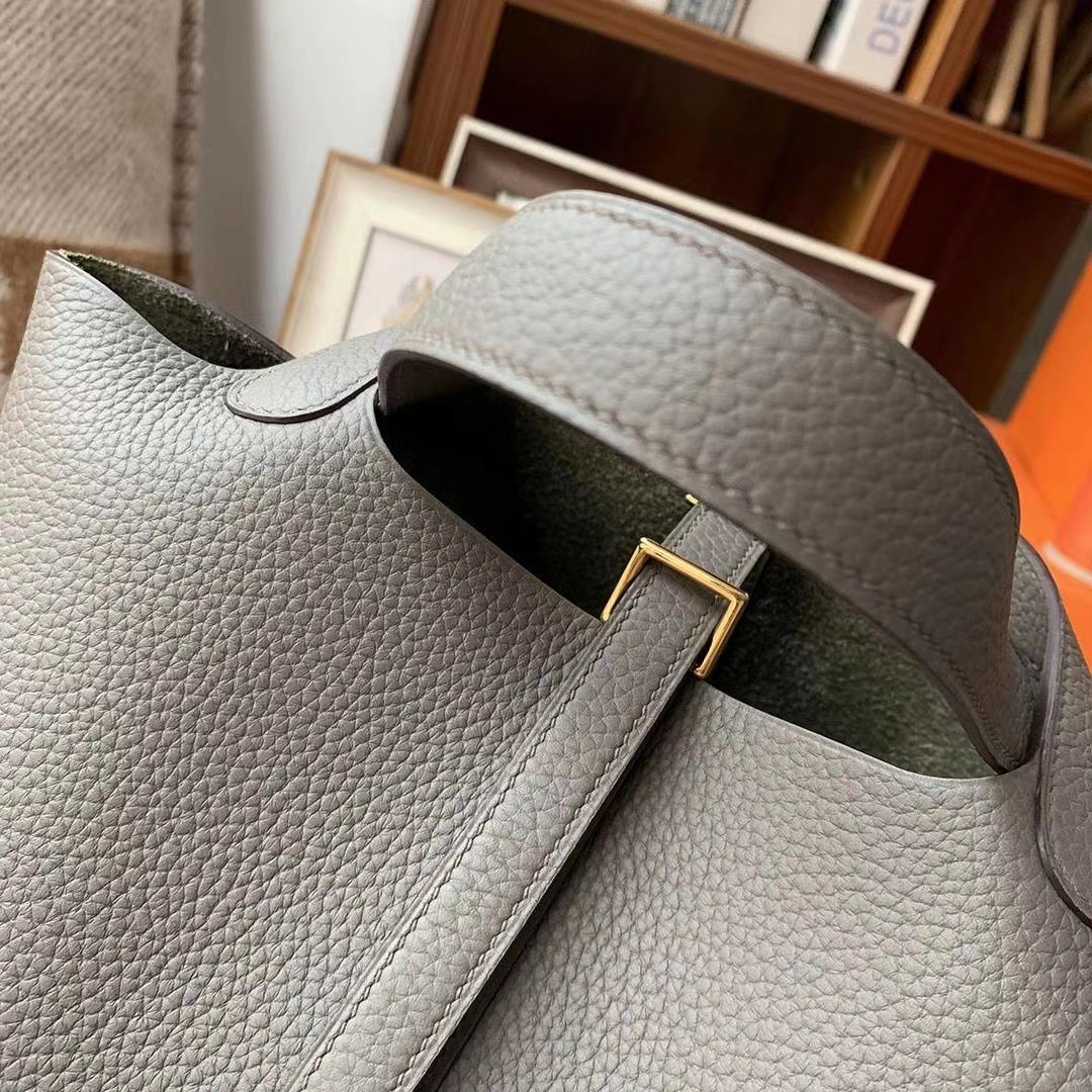 Hermès（爱马仕）8F锡器灰 原厂御用顶级TC皮 Picotin  Lock 18cm 金扣 现货