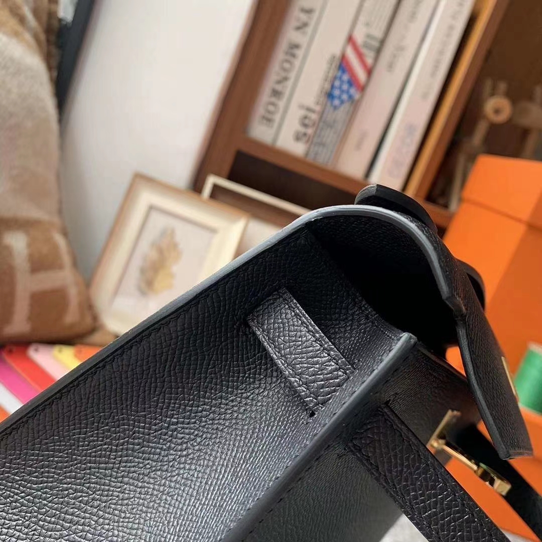 Hermès（爱马仕）CK89黑色 原厂御用顶级Epsom 皮 Mini Kelly 金扣 现货