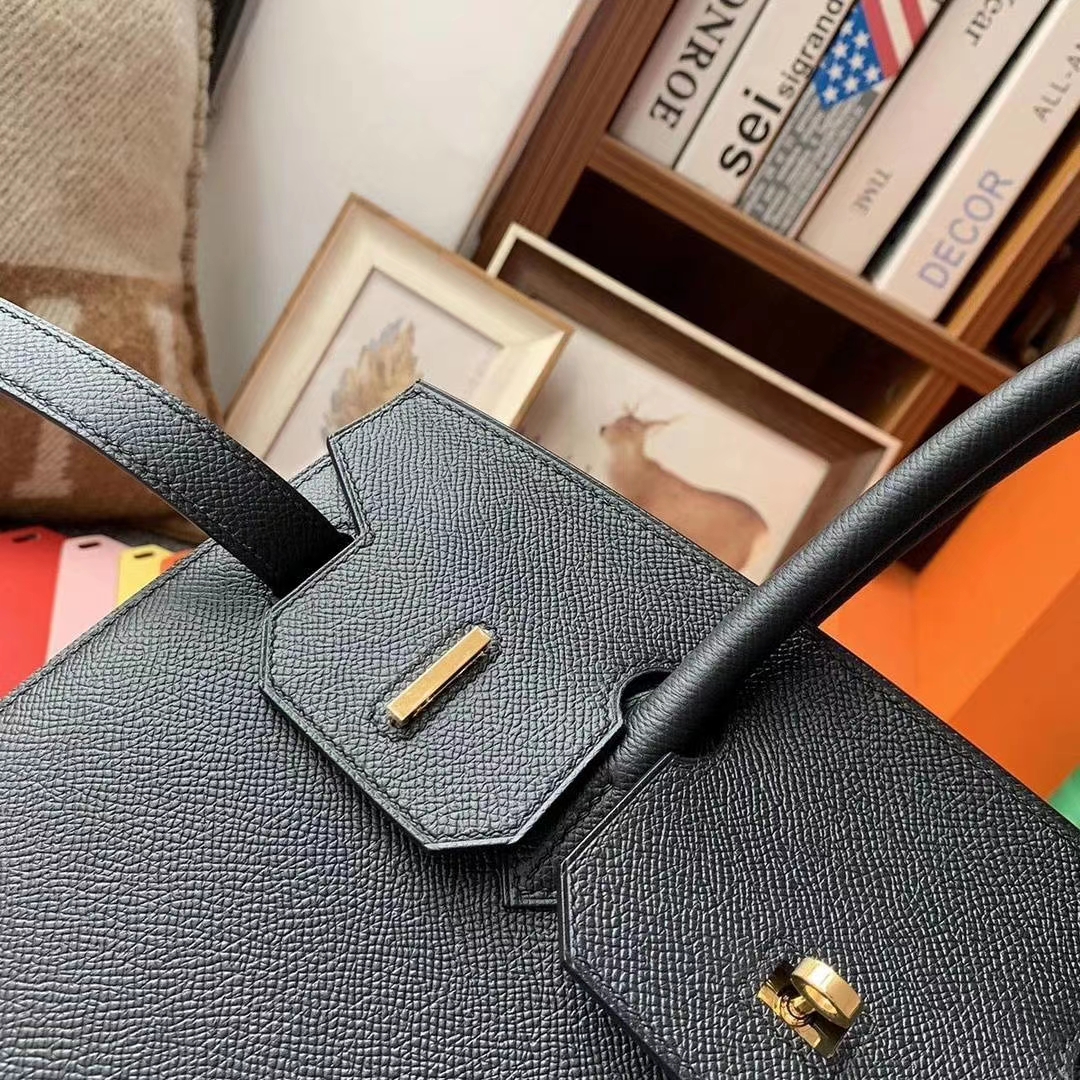 Hermès（爱马仕）CK89黑色 原厂御用顶级Epsom 皮 Birkin 30 外缝 金扣