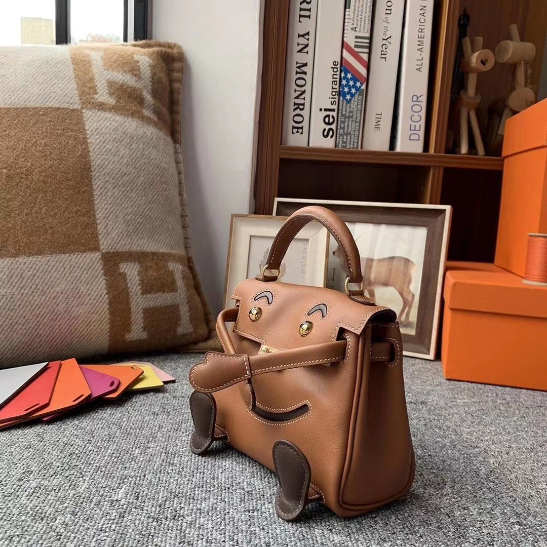 Hermès（爱马仕）C37金棕色拼咖啡色 原厂御用顶级Swift 皮 Kelly Doll 金扣 银扣 现货
