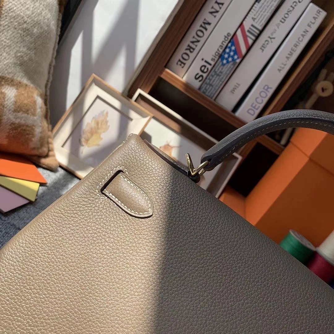 Hermès（爱马仕）大象灰 原厂御用顶级小牛皮 Kelly 28 金扣 现货