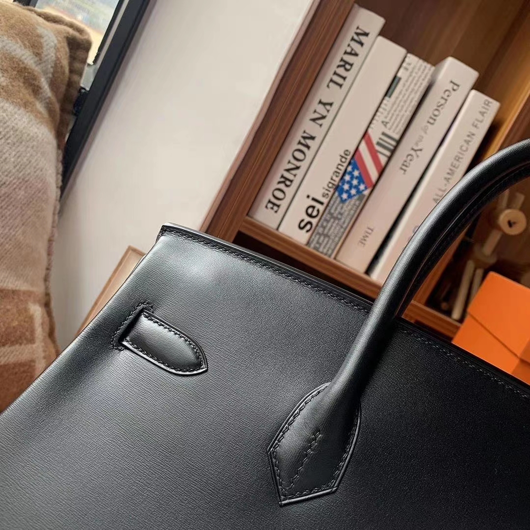 Hermès（爱马仕）CK89黑色 原厂御用顶级Box 皮 Birkin 35 银扣