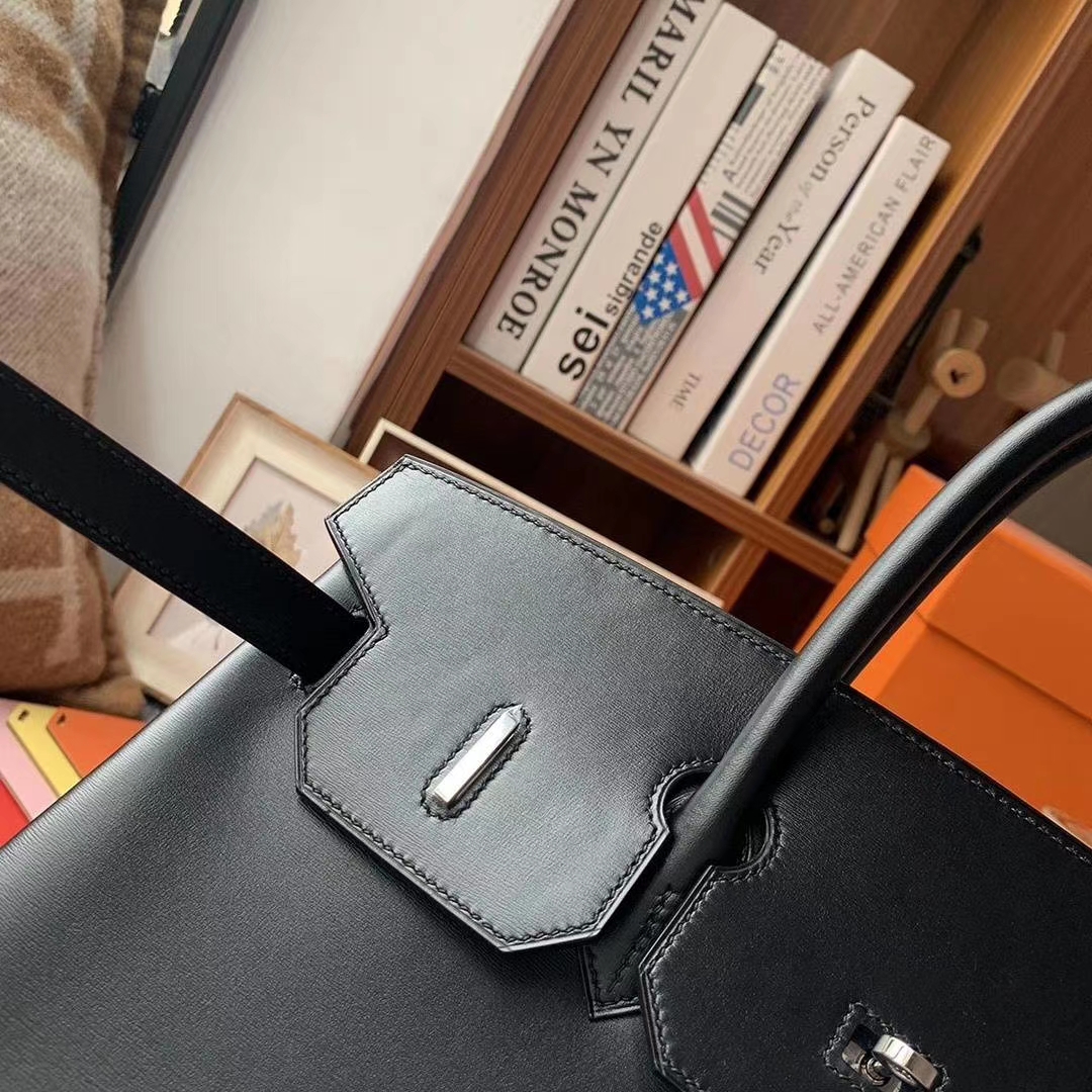 Hermès（爱马仕）CK89黑色 原厂御用顶级Box 皮 Birkin 35 银扣