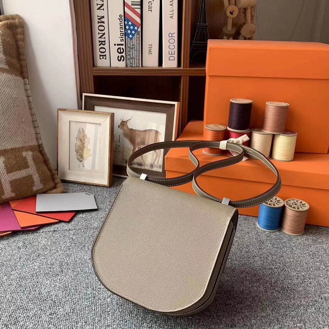 Hermès（爱马仕）CK18大象灰 原厂御用顶级Epsom 皮 马赛克 银扣