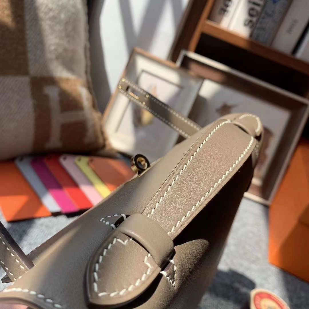 Hermès（爱马仕）CK18大象灰 原厂御用顶级Swift 皮 Mini Kelly 金扣 银扣 现货