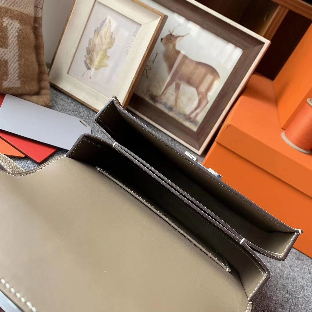 Hermès（爱马仕）CK18大象灰 原厂御用顶级Epsom 皮 马赛克 银扣