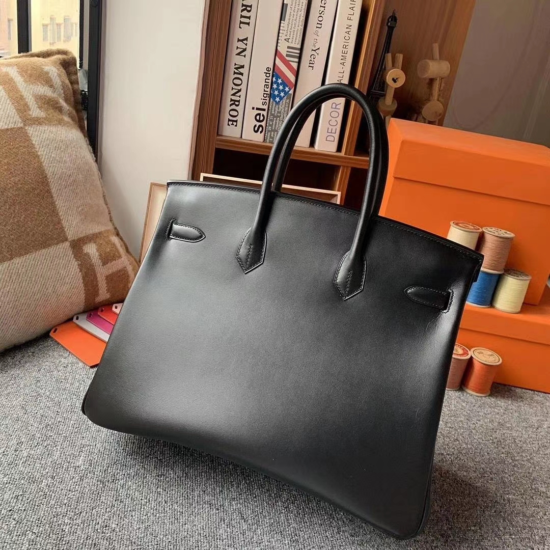 Hermès（爱马仕）CK89黑色 原厂御用顶级Box 皮 Birkin 35 银扣