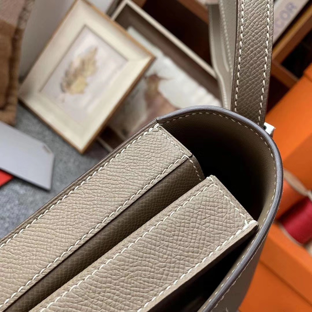 Hermès（爱马仕）CK18大象灰 原厂御用顶级Epsom 皮 马赛克 银扣