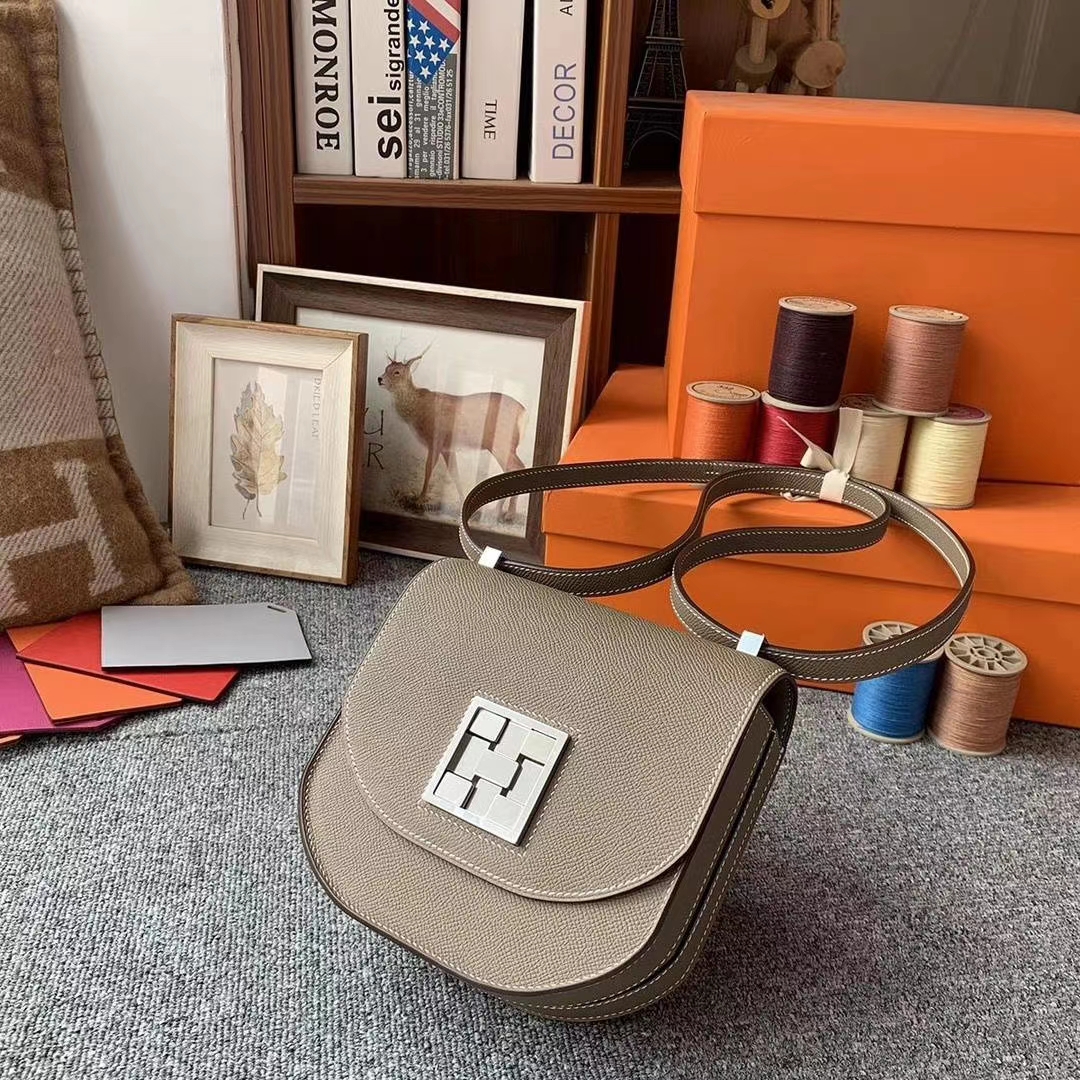 Hermès（爱马仕）CK18大象灰 原厂御用顶级Epsom 皮 马赛克 银扣