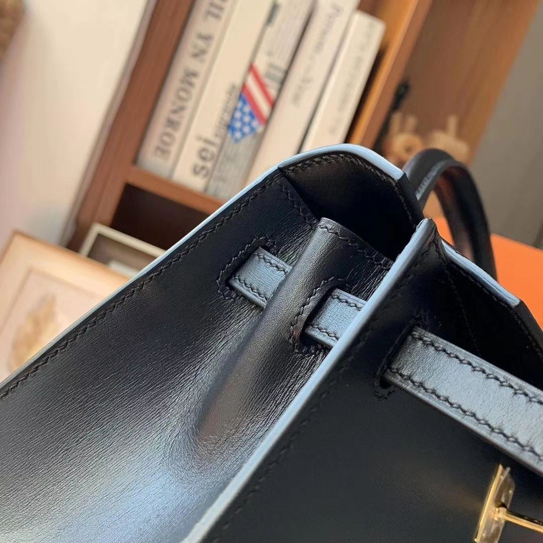 Hermès（爱马仕）CK89黑色 原厂御用顶级Box 皮 Kelly 25 外缝 金扣 现货
