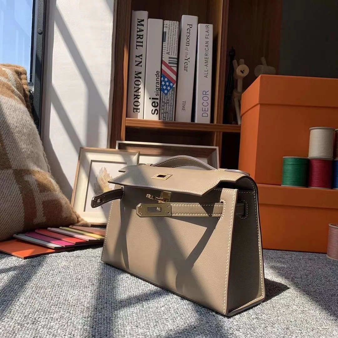 Hermès（爱马仕）CK18大象灰 原厂御用顶级Swift 皮 Mini Kelly 金扣 银扣 现货