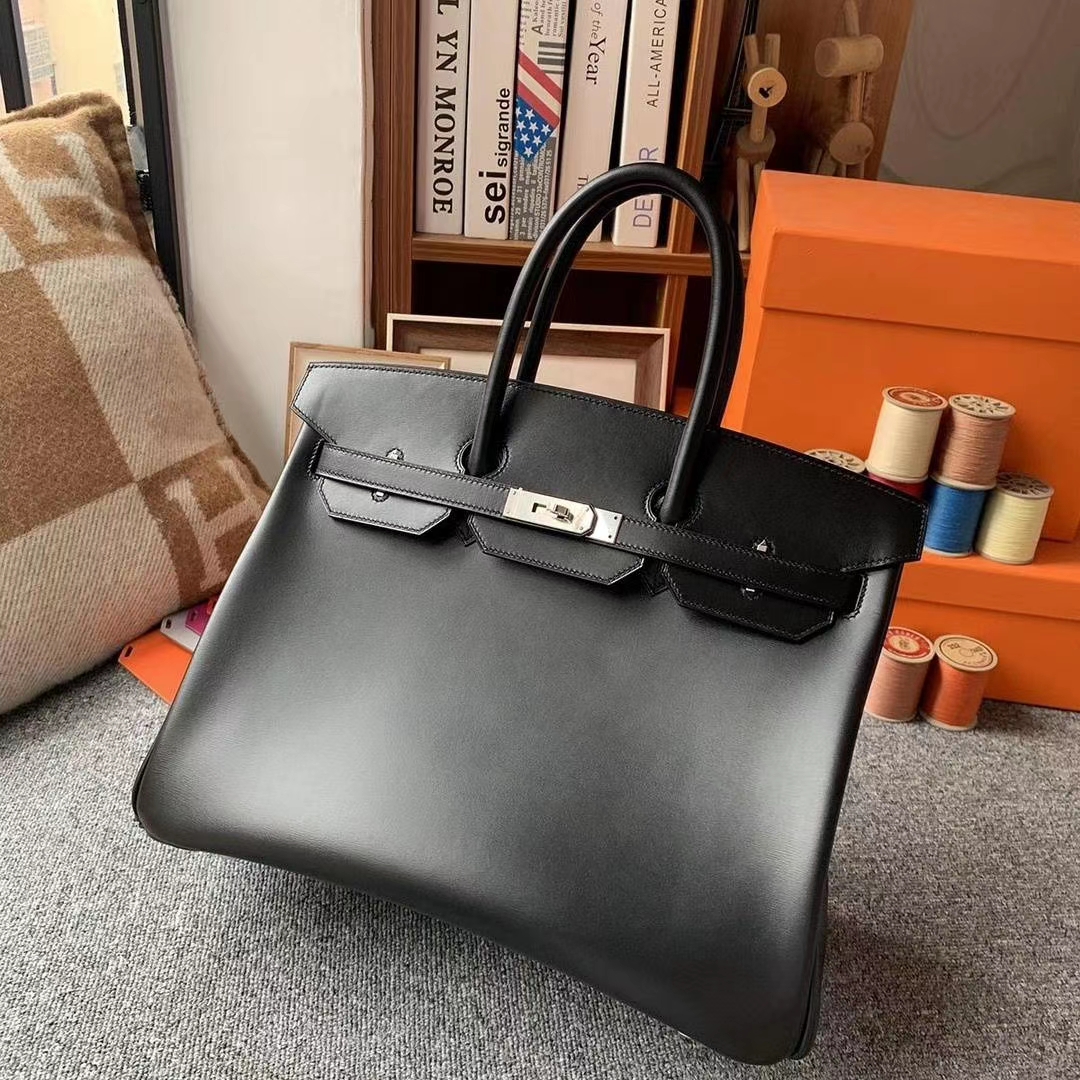 Hermès（爱马仕）CK89黑色 原厂御用顶级Box 皮 Birkin 35 银扣