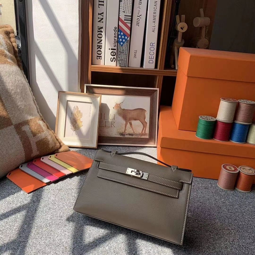 Hermès（爱马仕）CK18大象灰 原厂御用顶级Swift 皮 Mini Kelly 金扣 银扣 现货