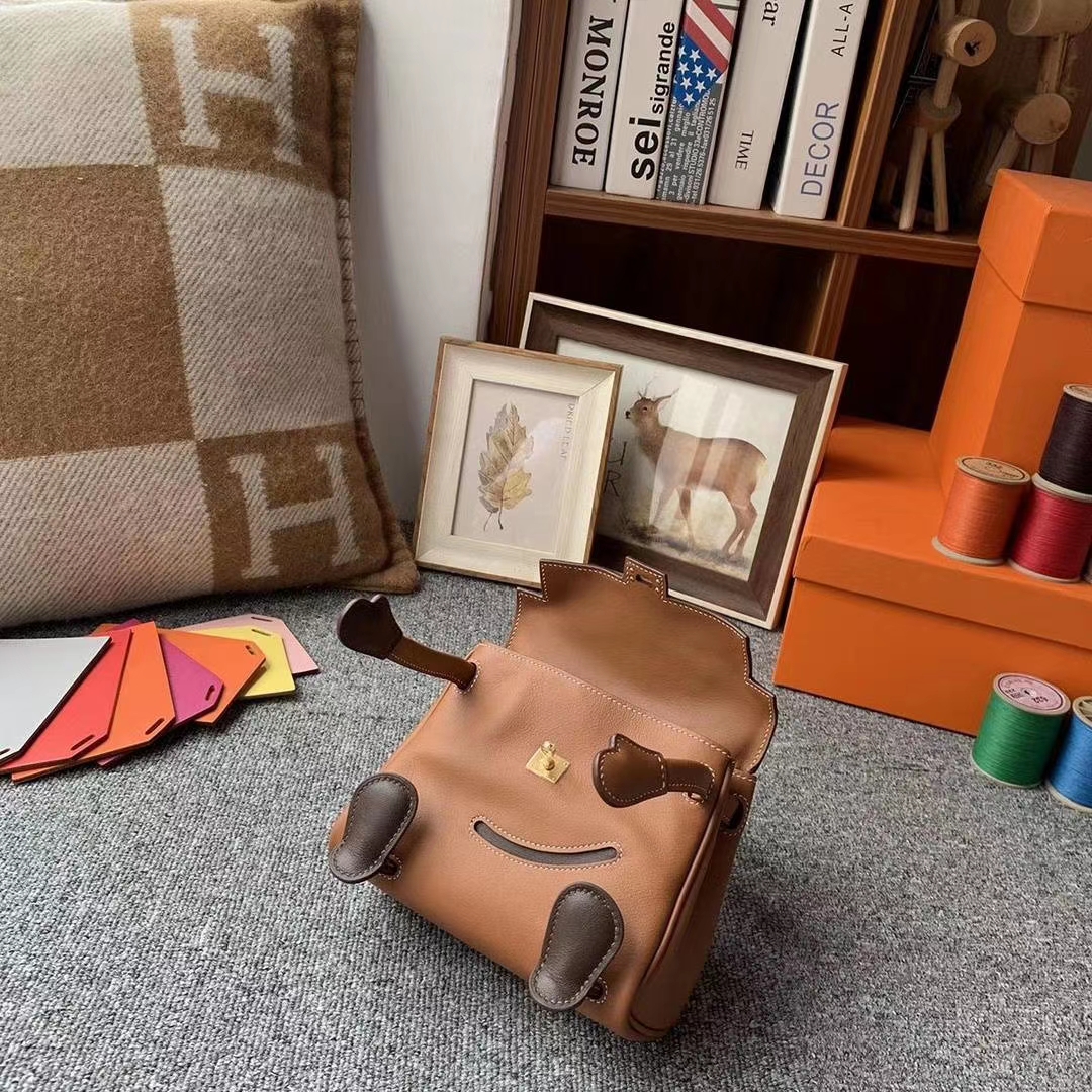 Hermès（爱马仕）C37金棕色拼咖啡色 原厂御用顶级Swift 皮 Kelly Doll 金扣 银扣 现货