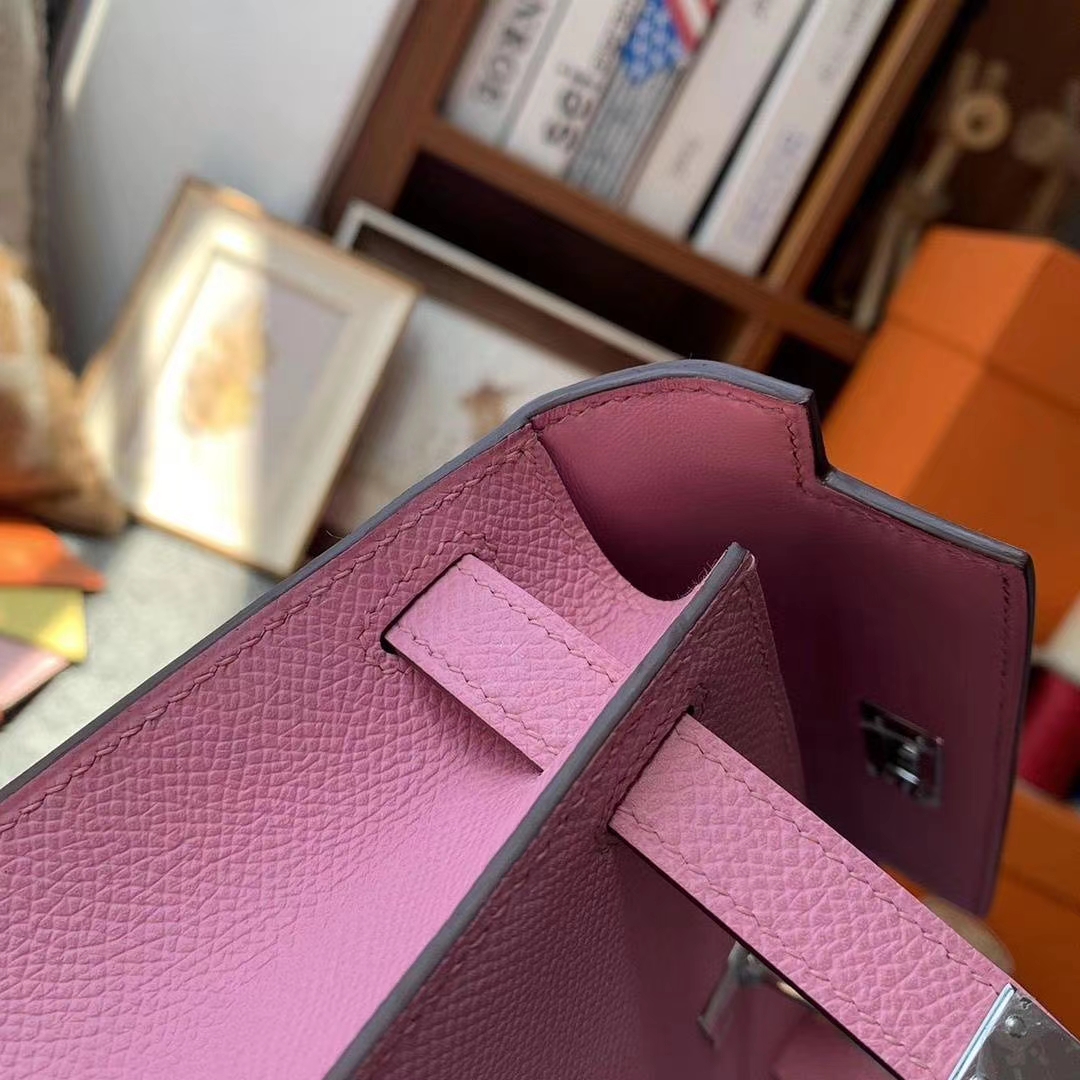 Hermès（爱马仕）5P樱花粉 原厂御用顶级Epsom 皮 Mini Kelly 二代 银扣