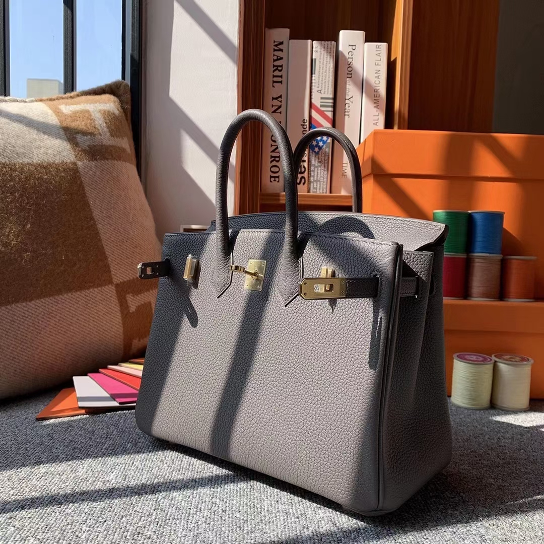 Hermès（爱马仕）8F锡器灰 原厂御用顶级小牛皮 Birkin 25 金扣 银扣
