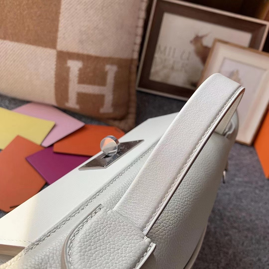 Hermès（爱马仕）C80 珍珠灰 原厂御用顶级小牛皮拼Swift 皮 2424 银扣