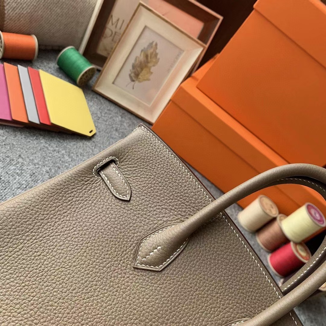 Hermès（爱马仕）CK18大象灰 原厂御用顶级小牛皮 Birkin 25 金扣 银扣