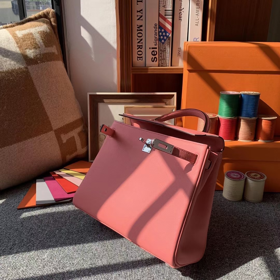 Hermès（爱马仕）K4玫瑰粉 原厂御用顶级Swift 皮 Kelly 25 银扣