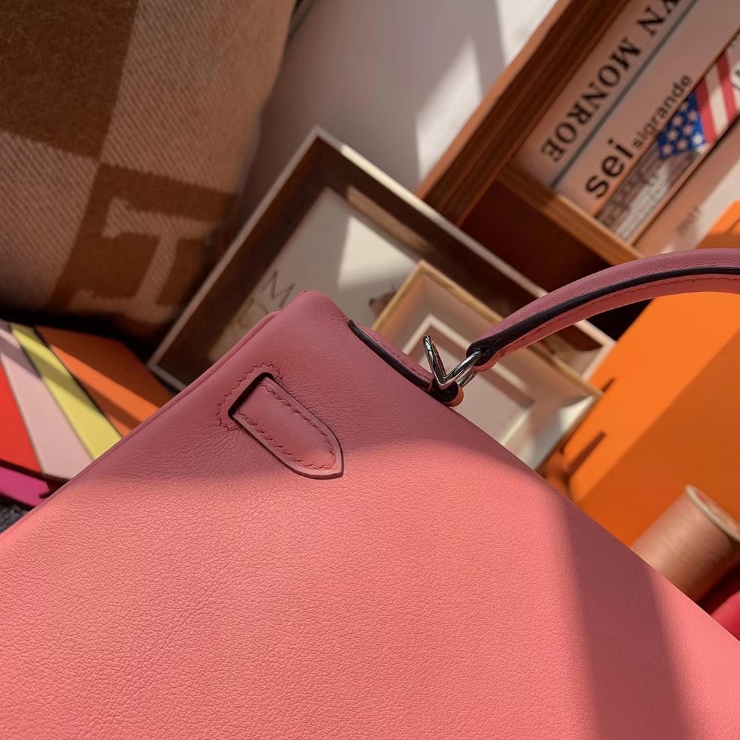 Hermès（爱马仕）K4玫瑰粉 原厂御用顶级Swift 皮 Kelly 25 银扣
