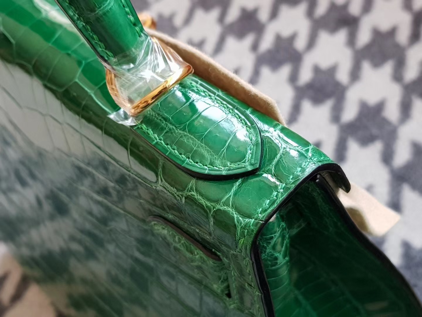 Hermès（爱马仕）Kelly 25cm nilo crocodile Hcp亮面两点鳄鱼 翡翠绿 银扣