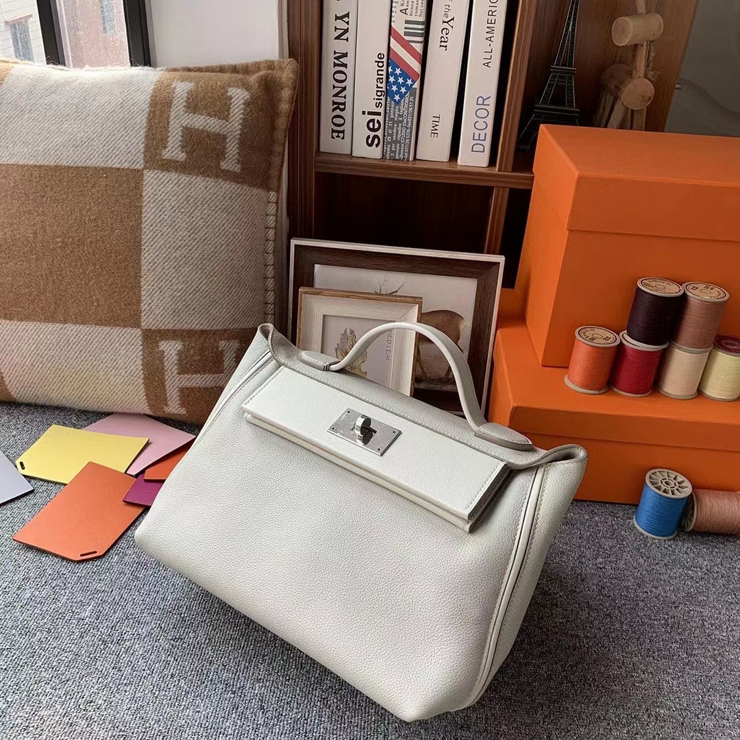 Hermès（爱马仕）C80 珍珠灰 原厂御用顶级小牛皮拼Swift 皮 2424 银扣