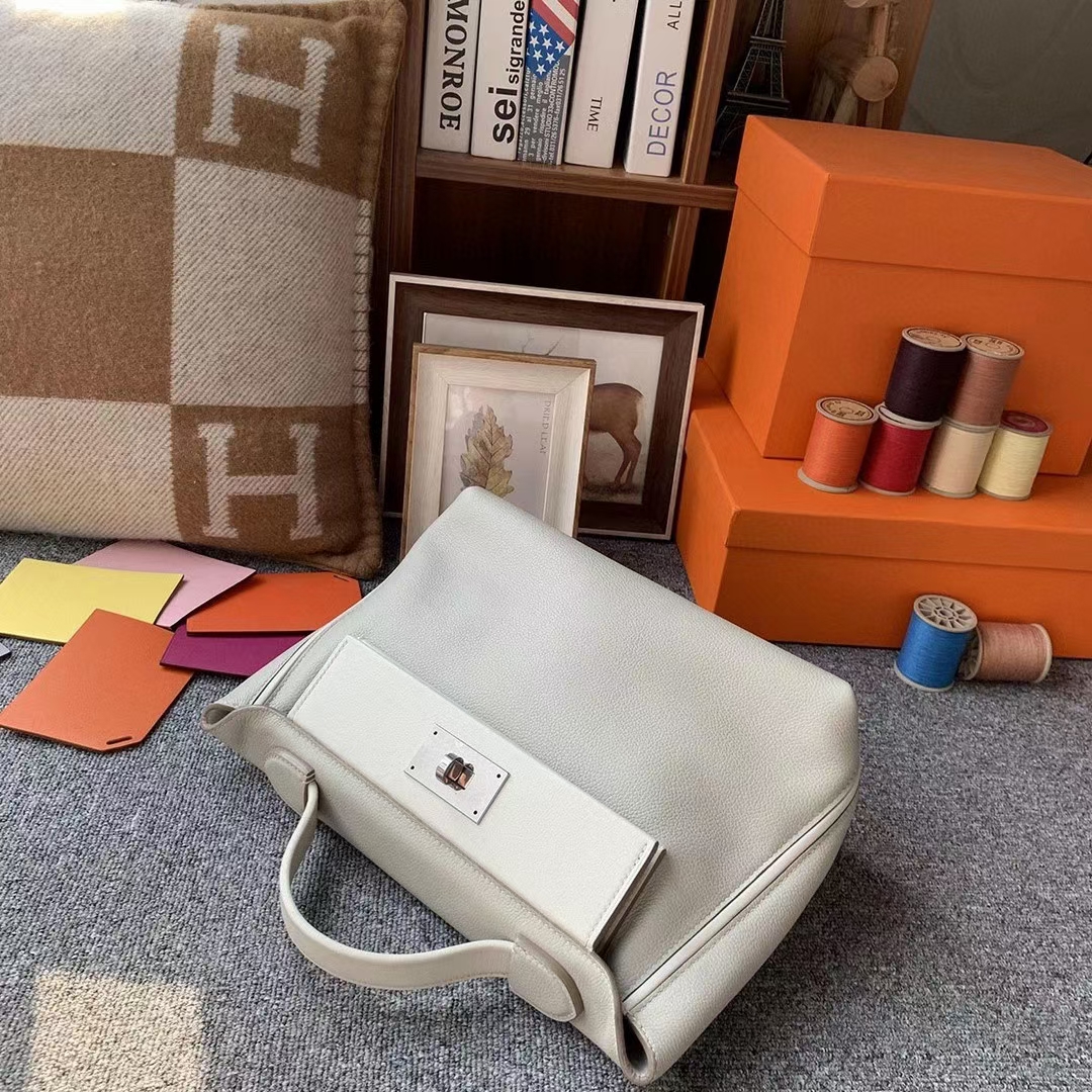Hermès（爱马仕）C80 珍珠灰 原厂御用顶级小牛皮拼Swift 皮 2424 银扣