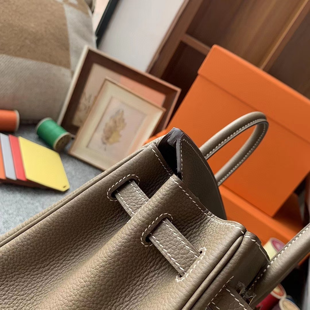 Hermès（爱马仕）CK18大象灰 原厂御用顶级小牛皮 Birkin 25 金扣 银扣