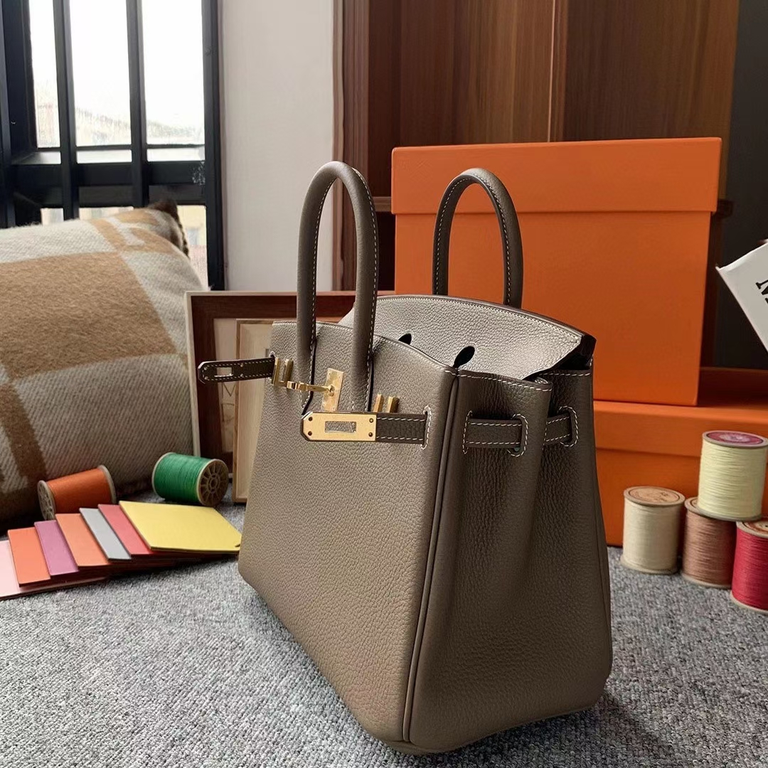Hermès（爱马仕）CK18大象灰 原厂御用顶级小牛皮 Birkin 25 金扣 银扣