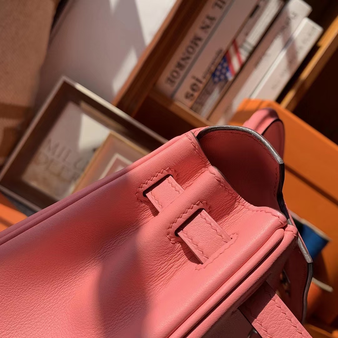 Hermès（爱马仕）K4玫瑰粉 原厂御用顶级Swift 皮 Kelly 25 银扣