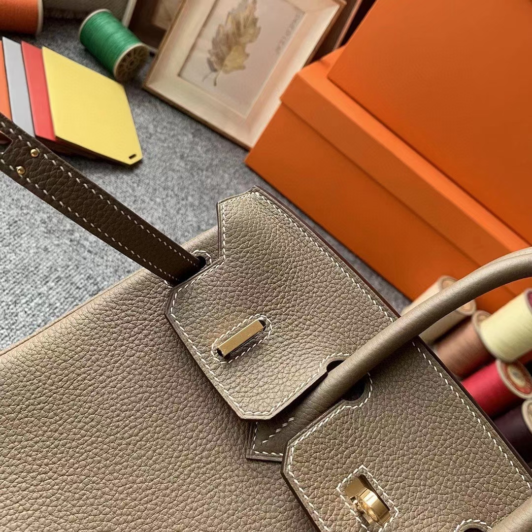 Hermès（爱马仕）CK18大象灰 原厂御用顶级小牛皮 Birkin 25 金扣 银扣