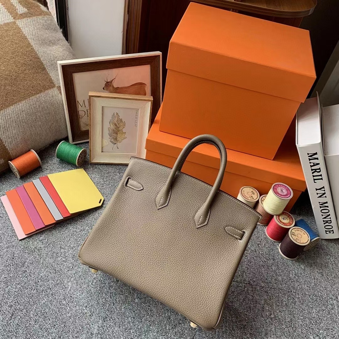 Hermès（爱马仕）CK18大象灰 原厂御用顶级小牛皮 Birkin 25 金扣 银扣