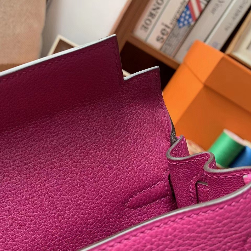 Hermès（爱马仕）L3玫瑰紫色 原厂御用顶级小牛皮 Kelly 25 银扣