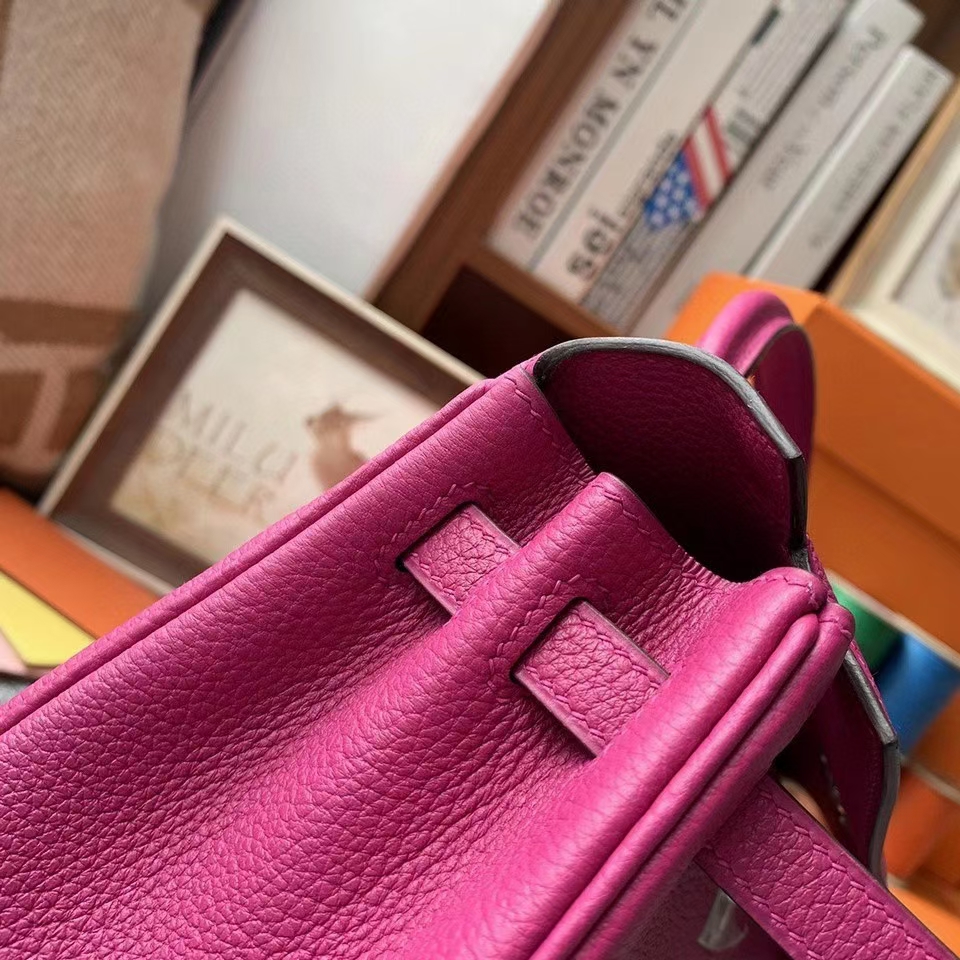 Hermès（爱马仕）L3玫瑰紫色 原厂御用顶级小牛皮 Kelly 25 银扣