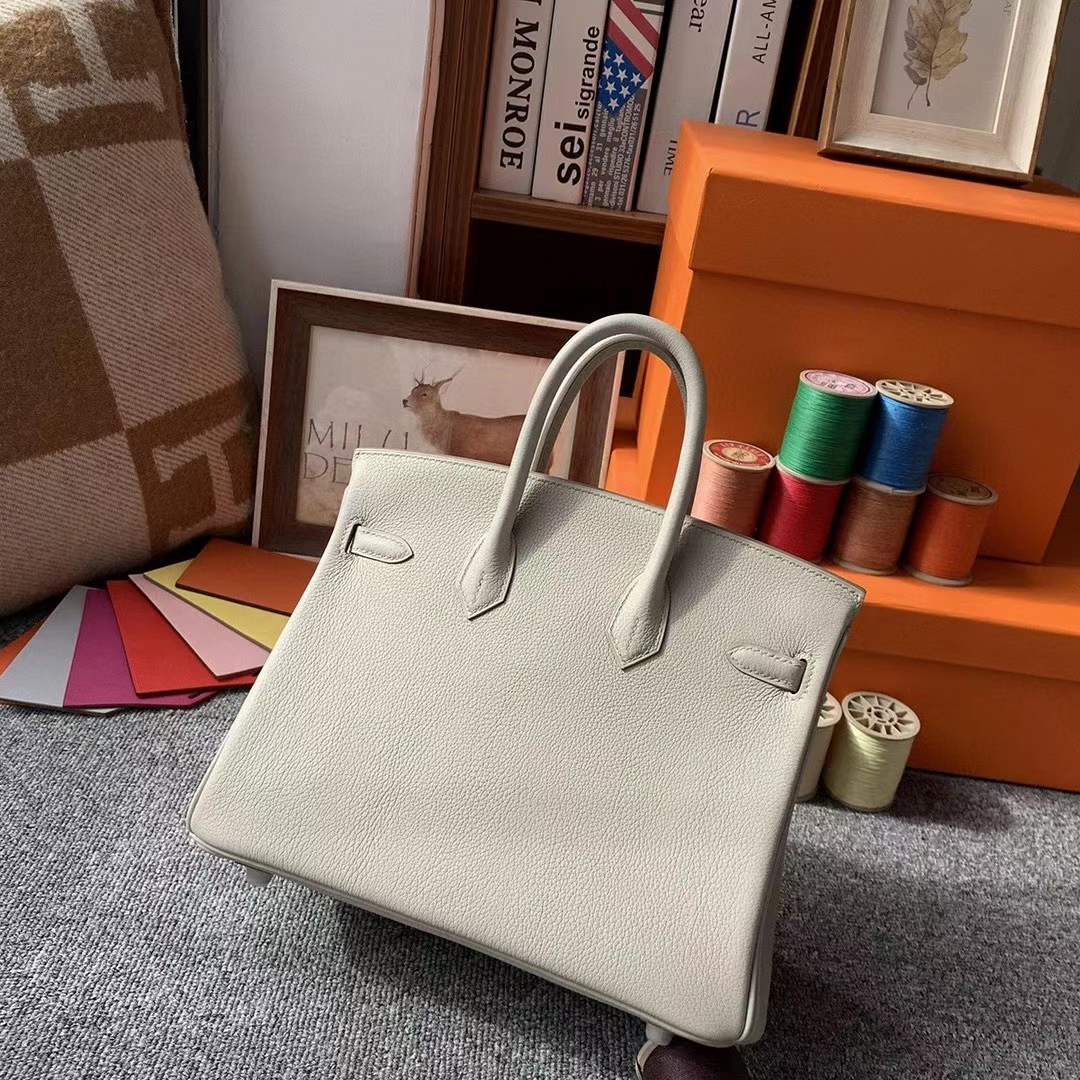 Hermès（爱马仕）C80珍珠灰 原厂御用顶级小牛皮 Birkin 25 银扣