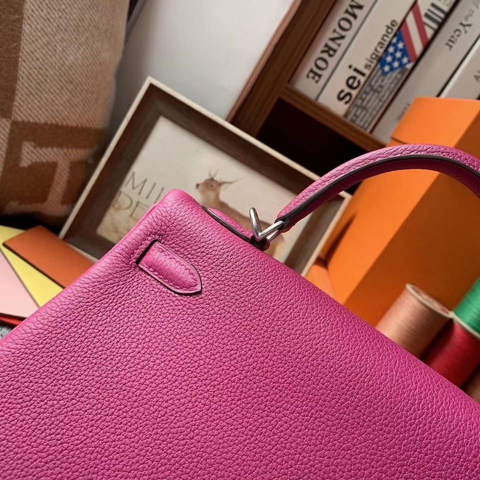 Hermès（爱马仕）L3玫瑰紫色 原厂御用顶级小牛皮 Kelly 25 银扣