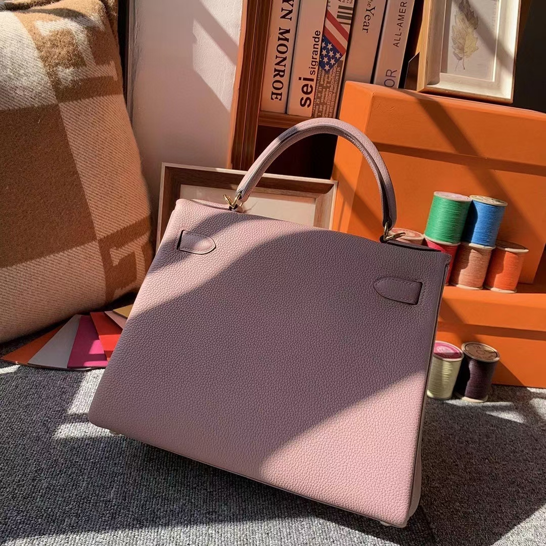 Hermès（爱马仕）4W紫藤色 原厂御用顶级小牛皮 Kelly 28 金扣
