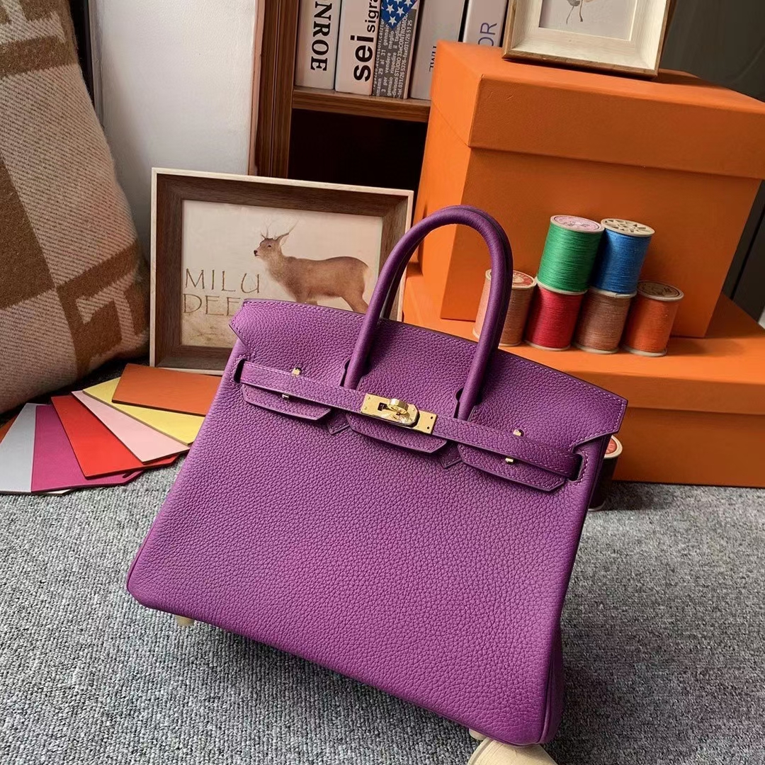 Hermès（爱马仕）P9海葵紫 原厂御用顶级小牛皮 Birkin 25 金扣